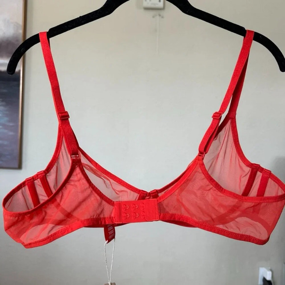 SKIMS ULTRA FINE MESH UNDERWIRE SCOOP BRA POPPY 42A - Picture 6 of 8